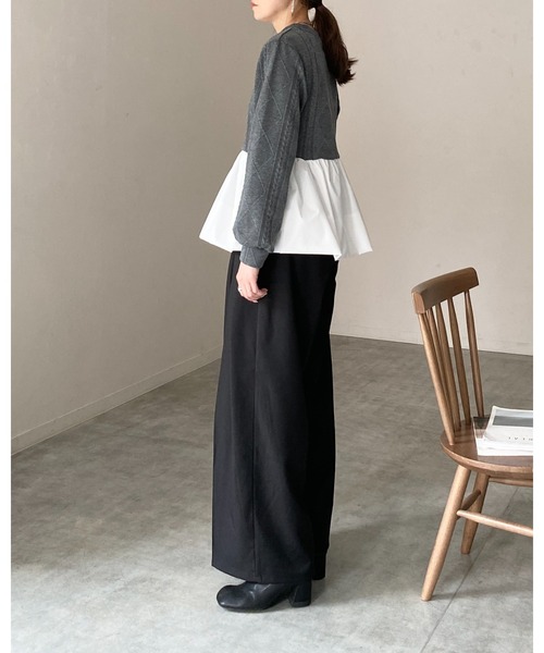 She's Closet（シーズクローゼット）の「切り替えドッキングバルーンペプラムトップス（その他トップス・レディース・グレー/ブラック・FREE）」の17枚目の写真