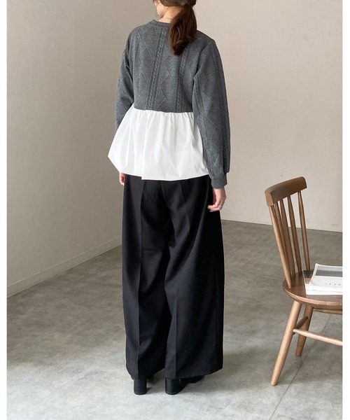 She's Closet（シーズクローゼット）の「切り替えドッキングバルーンペプラムトップス（その他トップス・レディース・グレー/ブラック・FREE）」の18枚目の写真