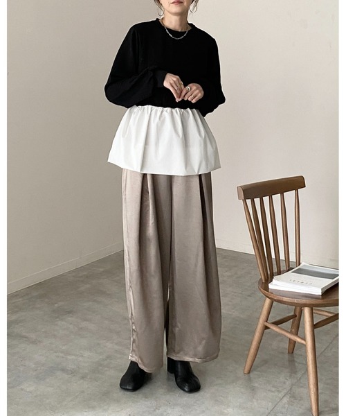 She's Closet（シーズクローゼット）の「切り替えドッキングバルーンペプラムトップス（その他トップス・レディース・グレー/ブラック・FREE）」の21枚目の写真