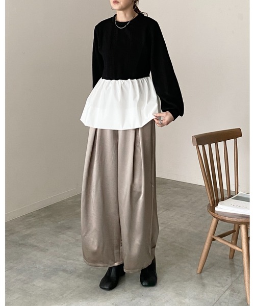 She's Closet（シーズクローゼット）の「切り替えドッキングバルーンペプラムトップス（その他トップス・レディース・グレー/ブラック・FREE）」の22枚目の写真