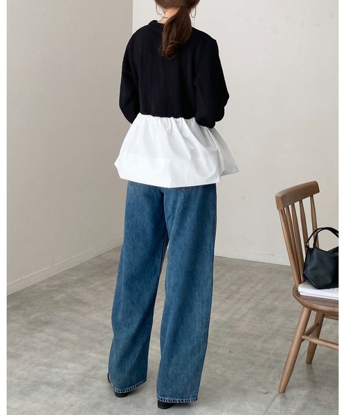 She's Closet（シーズクローゼット）の「切り替えドッキングバルーンペプラムトップス（その他トップス・レディース・グレー/ブラック・FREE）」の7枚目の写真