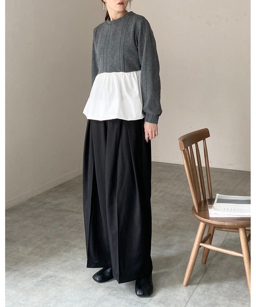 She's Closet（シーズクローゼット）の「切り替えドッキングバルーンペプラムトップス（その他トップス・レディース・グレー/ブラック・FREE）」の10枚目の写真