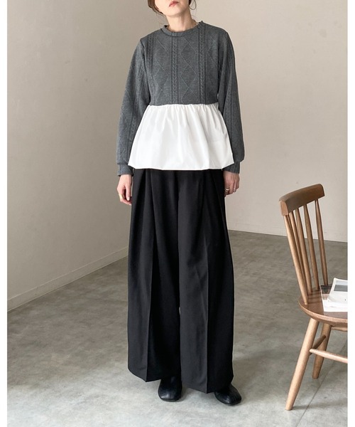 She's Closet（シーズクローゼット）の「切り替えドッキングバルーンペプラムトップス（その他トップス・レディース・グレー/ブラック・FREE）」の11枚目の写真