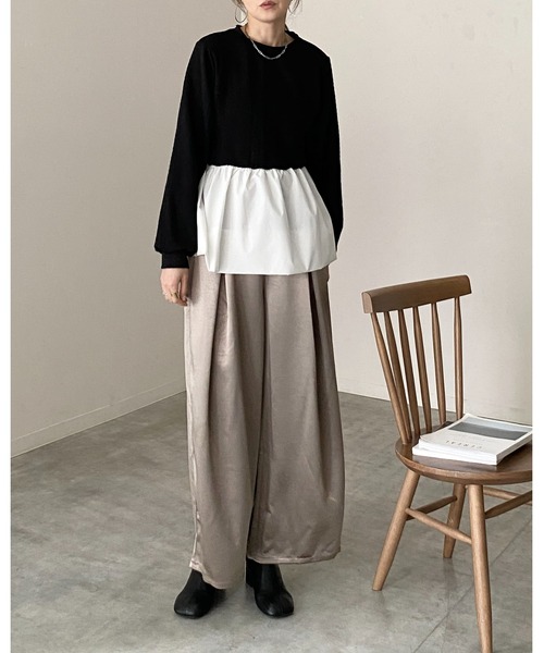 She's Closet（シーズクローゼット）の「切り替えドッキングバルーンペプラムトップス（その他トップス・レディース・グレー/ブラック・FREE）」の12枚目の写真