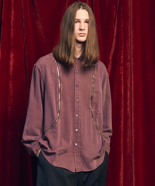 UNISEX》Prime-Over Curved Zip Regular Collar Shirt/プライム