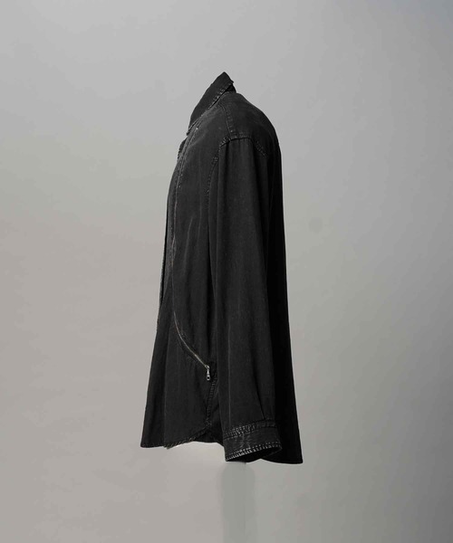 MAISON SPECIAL(メゾンスペシャル)の「《UNISEX》Prime-Over Curved Zip Regular Collar Shirt/プライムオーバーカーブジップレギュラーカラーシャツ【MAISON SPECIAL/メゾンスペシャル】(シャツ/ブラウス・メンズ・グレイッシュベージュ/ブラック/パープル・0/1/2)」の13枚目の写真