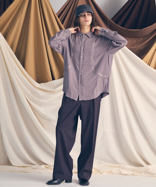 UNISEX》Prime-Over Curved Zip Regular Collar Shirt/プライム