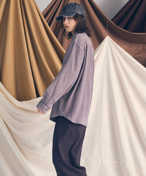 UNISEX》Prime-Over Curved Zip Regular Collar Shirt/プライム