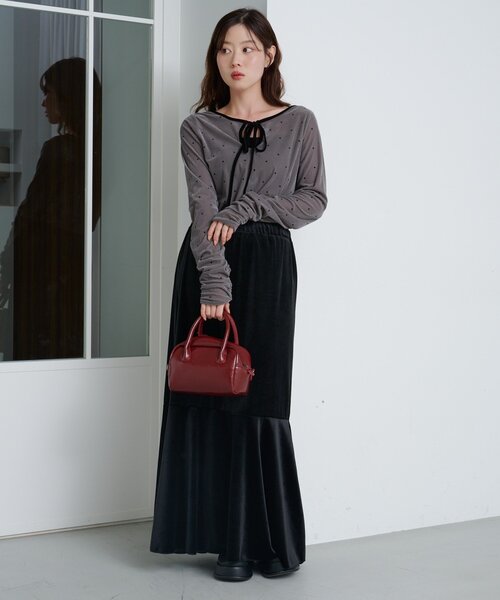 RICK OWENSブラックフレアベロアスカート RICK OWENSブラックフレアベロアスカート RICK OWENSブラックフレア