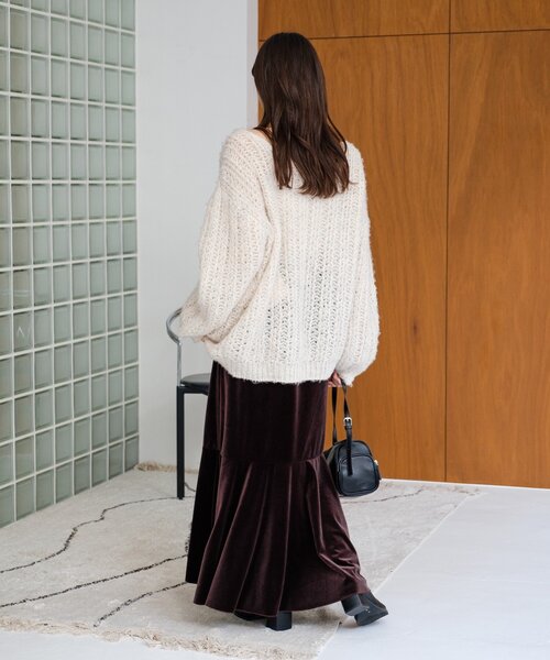 Kastane(カスタネ)の「【WEB・一部店舗限定/2サイズ展開/低身長サイズ】ベロア裾フレアスカート(スカート・レディース・ブラウン/ブラック・0/1)」の20枚目の写真