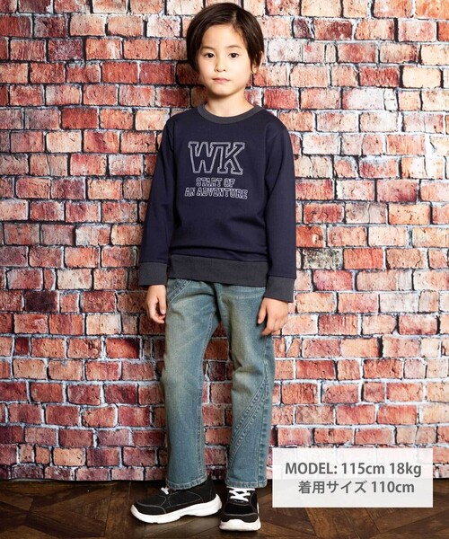 WASK（ワスク）の「ウェーブラインストレッチデニムパンツ(100~160cm)（デニムパンツ・キッズ・ネイビー/ブラック・140cm/160cm/150cm/130cm）」の5枚目の写真