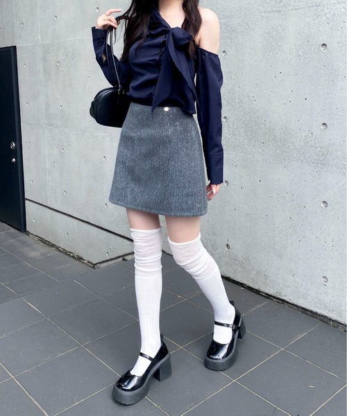 Mejoul(メジュール)の「グリッター ツイード ミニスカート(スカート・レディース・グレー/ブラック・M/S)」の13枚目の写真