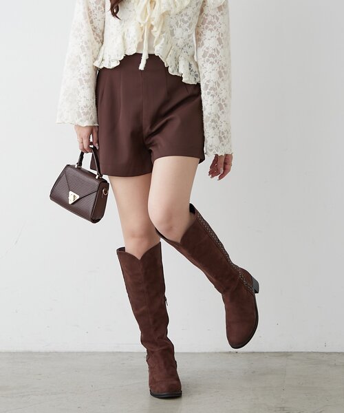 continuer de NICE CLAUP(コンティニューデナイスクラップ)の「ハイウエストショートパンツ(その他パンツ・レディース・ブラック/ブラウン/ベージュ・FREE)」の4枚目の写真