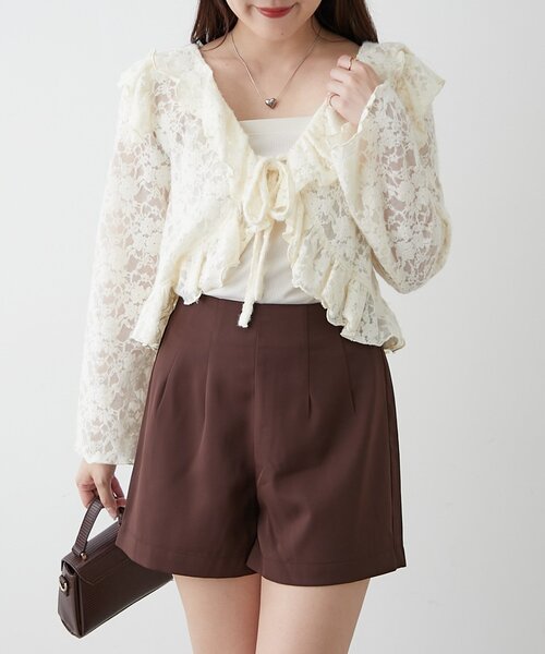 continuer de NICE CLAUP(コンティニューデナイスクラップ)の「ハイウエストショートパンツ(その他パンツ・レディース・ブラック/ブラウン/ベージュ・FREE)」の5枚目の写真