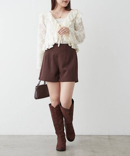 continuer de NICE CLAUP(コンティニューデナイスクラップ)の「ハイウエストショートパンツ(その他パンツ・レディース・ブラック/ブラウン/ベージュ・FREE)」の6枚目の写真