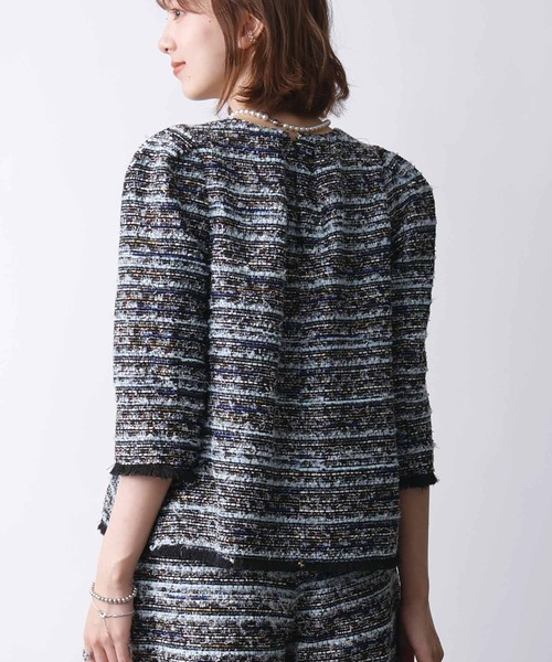 PICCIN(ピッチン)の「【セットアップ可能】ツイードタックスリーブブラウス(シャツ/ブラウス・レディース・ブルー/ピンク・M)」の5枚目の写真