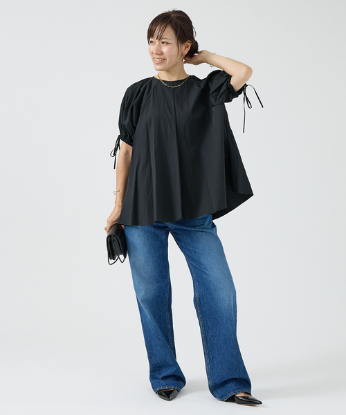 DESIGNWORKS(デザインワークス)の「リボンスリーブブラウス(シャツ/ブラウス・レディース・オフホワイト/ローズ/ブラック・38)」の12枚目の写真