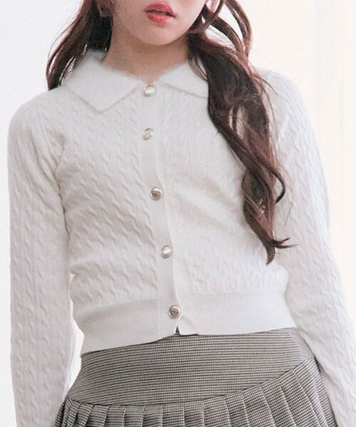 セール】フェザー衿カーディガン（カーディガン/ボレロ）｜OLIVE des