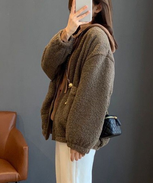 SallyLunn（サリーラン）の「もこもこニットカーディガン（Tシャツ/カットソー・レディース・ネイビー/ブラウン・MEDIUM/LARGE）」の6枚目の写真