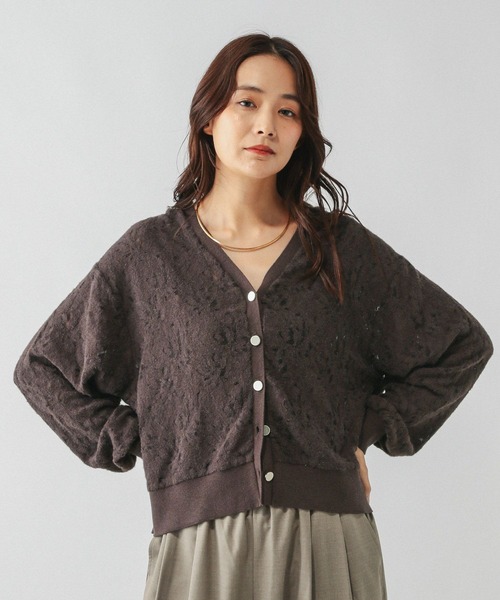 GLOBAL WORK（グローバルワーク）の「フェザーレースシアーカーデ/595375（カーディガン/ボレロ・レディース・ライトグレー/ブラック/ダークブラウン・MEDIUM/LARGE）」の3枚目の写真