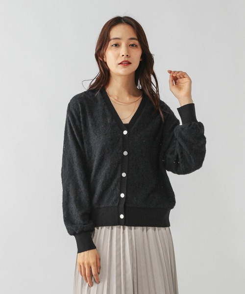 GLOBAL WORK（グローバルワーク）の「フェザーレースシアーカーデ/595375（カーディガン/ボレロ・レディース・ライトグレー/ブラック/ダークブラウン・MEDIUM/LARGE）」の7枚目の写真