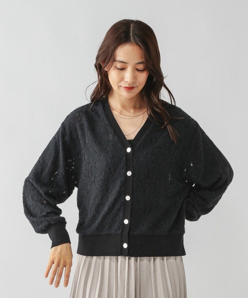 GLOBAL WORK（グローバルワーク）の「フェザーレースシアーカーデ/595375（カーディガン/ボレロ・レディース・ライトグレー/ブラック/ダークブラウン・MEDIUM/LARGE）」の8枚目の写真