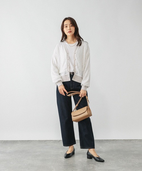 GLOBAL WORK（グローバルワーク）の「フェザーレースシアーカーデ/595375（カーディガン/ボレロ・レディース・ライトグレー/ブラック/ダークブラウン・MEDIUM/LARGE）」の22枚目の写真