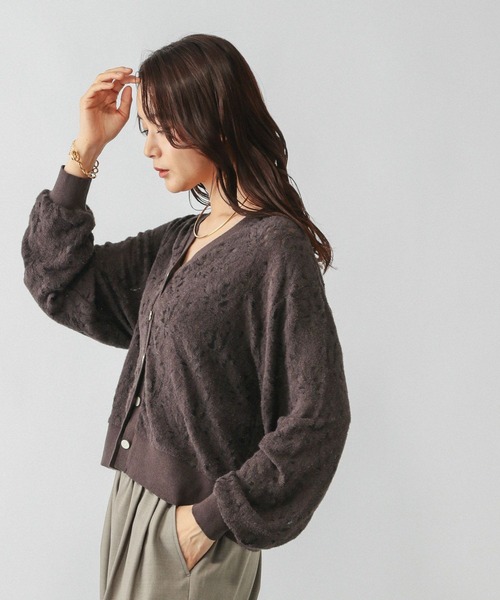 GLOBAL WORK（グローバルワーク）の「フェザーレースシアーカーデ/595375（カーディガン/ボレロ・レディース・ライトグレー/ブラック/ダークブラウン・MEDIUM/LARGE）」の16枚目の写真