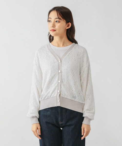 GLOBAL WORK（グローバルワーク）の「フェザーレースシアーカーデ/595375（カーディガン/ボレロ・レディース・ライトグレー/ブラック/ダークブラウン・MEDIUM/LARGE）」の19枚目の写真