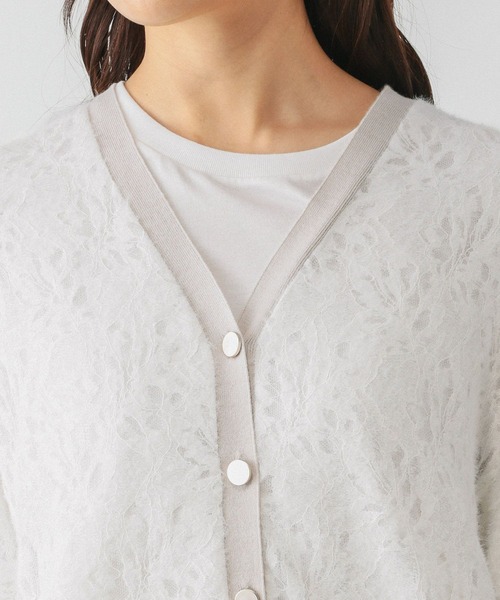 GLOBAL WORK（グローバルワーク）の「フェザーレースシアーカーデ/595375（カーディガン/ボレロ・レディース・ライトグレー/ブラック/ダークブラウン・MEDIUM/LARGE）」の10枚目の写真