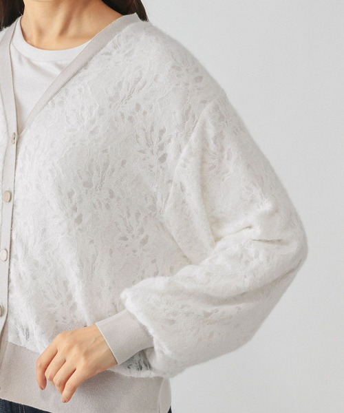 GLOBAL WORK（グローバルワーク）の「フェザーレースシアーカーデ/595375（カーディガン/ボレロ・レディース・ライトグレー/ブラック/ダークブラウン・MEDIUM/LARGE）」の12枚目の写真