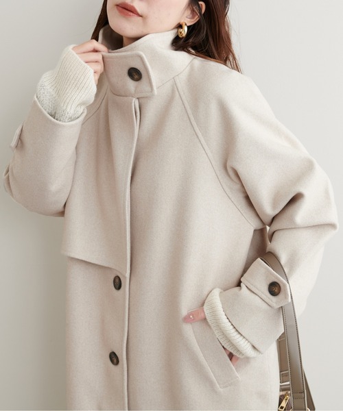 ZOZO限定】ニットモッサスタンドカラーコート（ステンカラー