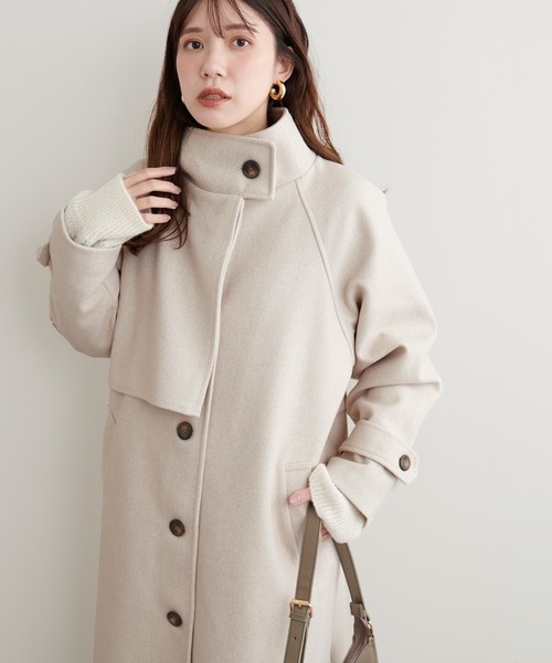セール】【ZOZO限定】ニットモッサスタンドカラーコート（ステンカラー