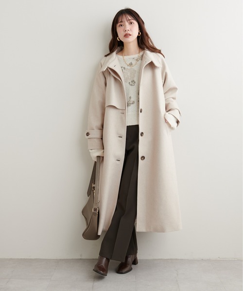 ナチュラルクチュール　コート ZOZO限定】ニットモッサスタンドカラーコート（ステンカラー