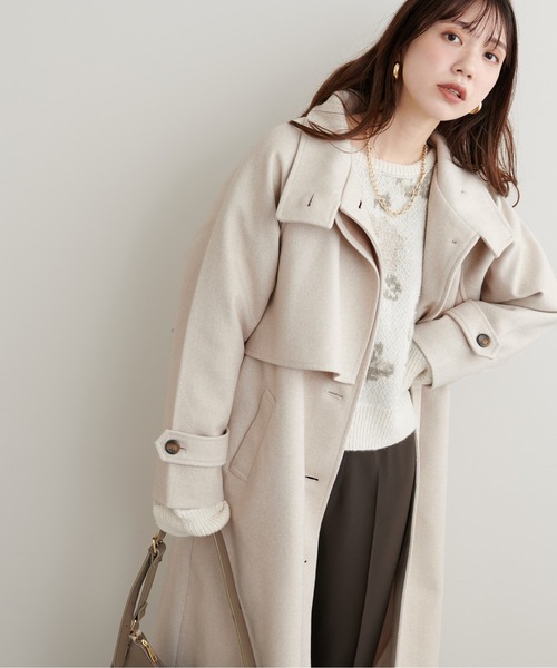 ZOZO限定】ニットモッサスタンドカラーコート（ステンカラー