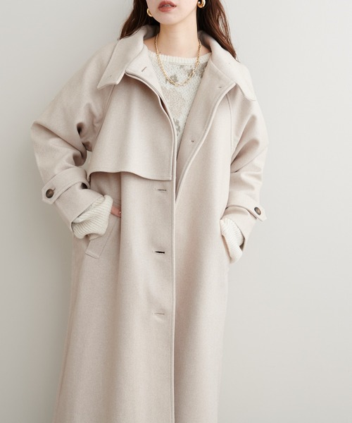 ZOZO限定】ニットモッサスタンドカラーコート（ステンカラー