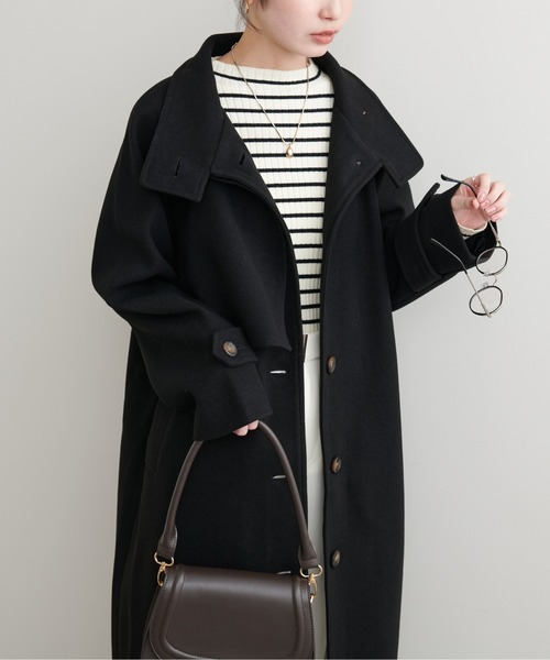 natural couture（ナチュラルクチュール）の「【ZOZO限定】ニットモッサスタンドカラーコート（ステンカラーコート・レディース・ブラウン/ブラック/アイボリー/チャコールグレー・FREE）」の13枚目の写真