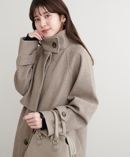 natural couture（ナチュラルクチュール）の「【ZOZO限定】ニットモッサスタンドカラーコート（ステンカラーコート・レディース・ブラウン/ブラック/アイボリー/チャコールグレー・FREE）」の22枚目の写真