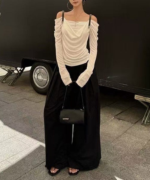 gossip!ロサンゼルス(ゴシップロサンゼルス)の「ベルトストラップ ドレープトップス(Tシャツ/カットソー・レディース・ホワイト・S/M)」の14枚目の写真