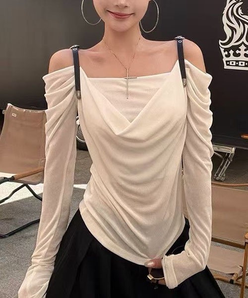 gossip!ロサンゼルス(ゴシップロサンゼルス)の「ベルトストラップ ドレープトップス(Tシャツ/カットソー・レディース・ホワイト・S/M)」の10枚目の写真