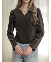 コムコム　ベルベット　カットソー ベルベット」に該当するレディースのTシャツ/カットソー