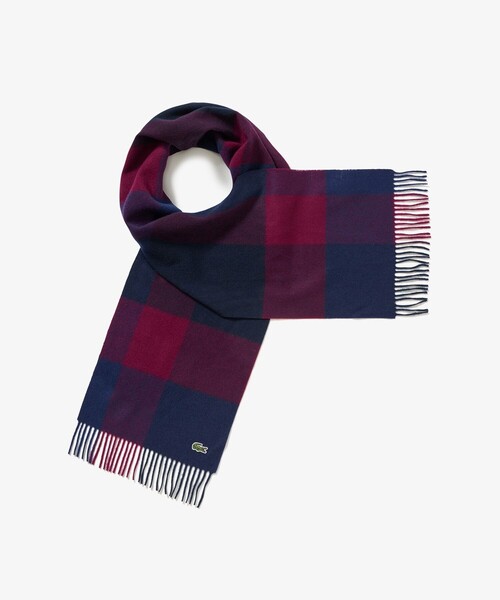 LACOSTE（ラコステ）の「メリノウールブロックチェックマフラー（マフラー・メンズ・ホワイト/チャコール/ネイビー・FREE）」の12枚目の写真