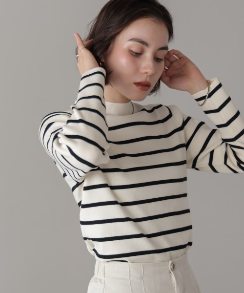 Bou Jeloud（ブージュルード）の「ハイネック総針ニットプルオーバー（ニット/セーター・レディース・ベージュ/グリーン/ブラック/B/レッド/C/A/オフホワイト・FREE）」の7枚目の写真