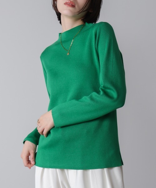 Bou Jeloud（ブージュルード）の「ハイネック総針ニットプルオーバー（ニット/セーター・レディース・ベージュ/グリーン/ブラック/B/レッド/C/A/オフホワイト・FREE）」の5枚目の写真