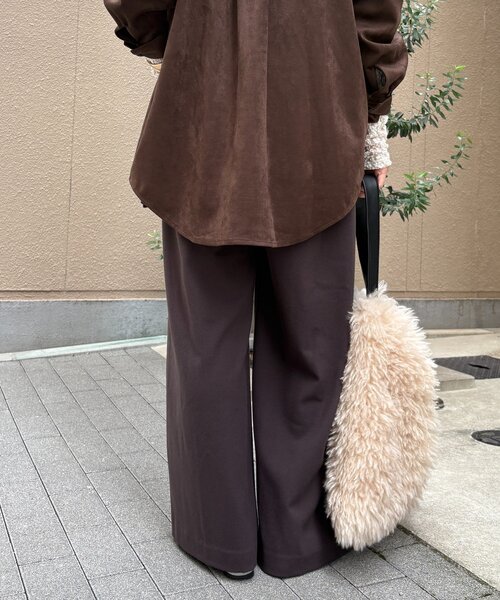 DouDou(ドゥドゥ)の「ウォームタックワイドパンツ(その他パンツ・レディース・ブラウン/ブラック/オフホワイト/グレー/ブラック系その他/ライトグレー/グレイッシュベージュ/ホワイト・38/36)」の21枚目の写真