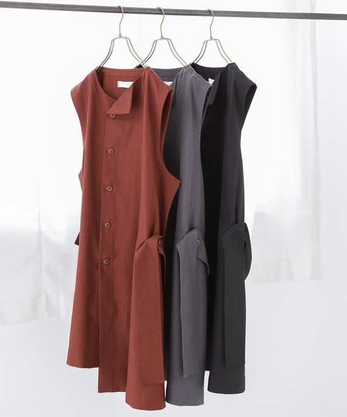 n'OrLABEL（ノアールレーベル）の「『左ドレープノースリーブドレス』（ベスト・レディース・ブラック/グレー/テラコッタ・FREE）」の4枚目の写真