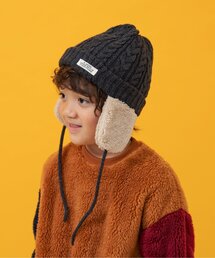 BREEZE | 【洗える】耳付きケーブルニット帽(ニットキャップ/ビーニー)