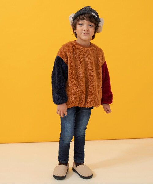 BREEZE（ブリーズ）の「【洗える】耳付きケーブルニット帽（ニットキャップ/ビーニー・キッズ・ベージュ/チャコール/ブルー・50/54/58）」の6枚目の写真