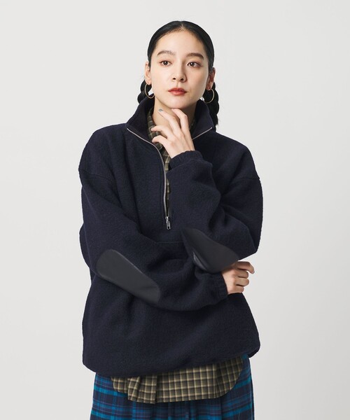 ハーフジップ エルボーパッチ プルオーバー（Tシャツ/カットソー