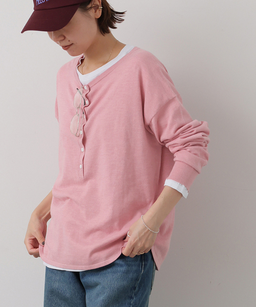 JOURNAL STANDARD relume（ジャーナルスタンダード　レリューム）の「《追加2》［2枚セット］3WAYレイヤードヘンリープルオーバー（ニット/セーター・レディース・ピンク/ブラウン/グレー/ブラック・FREE）」の4枚目の写真